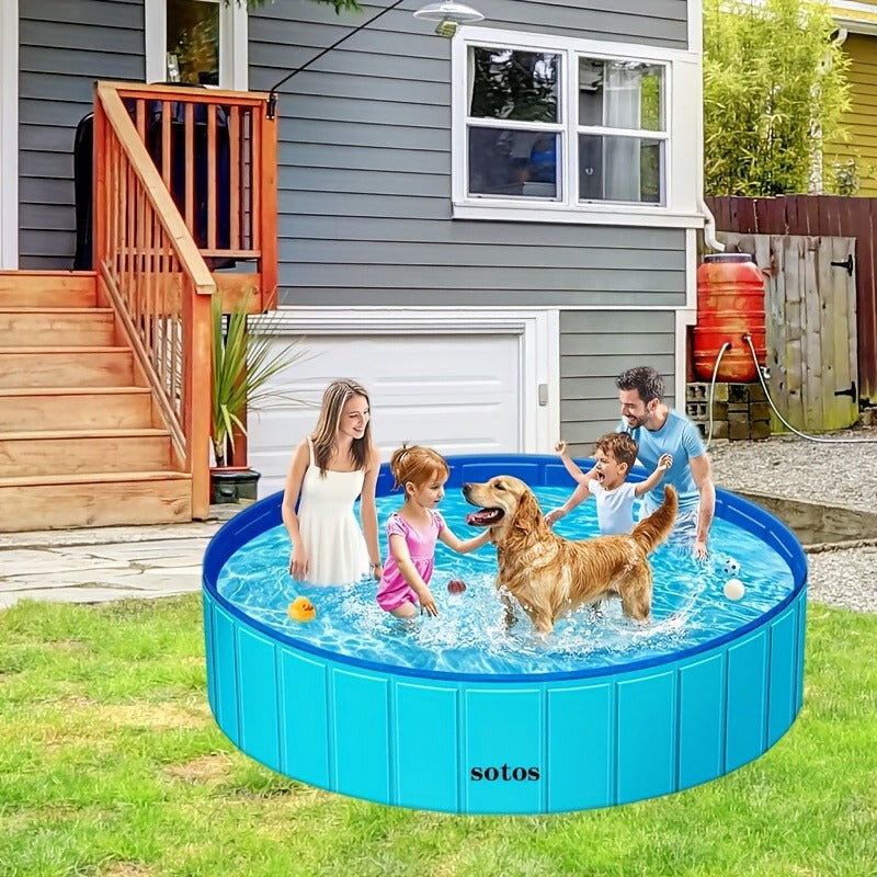 Foldable Dog Pool, Portable Hard Plastic Pet & Kids Swimming Pool, Anti-Slip Collapsible Bathtub for Indoor Outdoor Backyard 