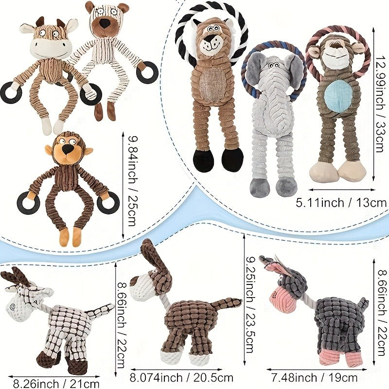 Dog Toy Plush Rope Animal-Print Squeaker Set with Random 6, 8 or 10-Piece Options and No Batteries — image 9