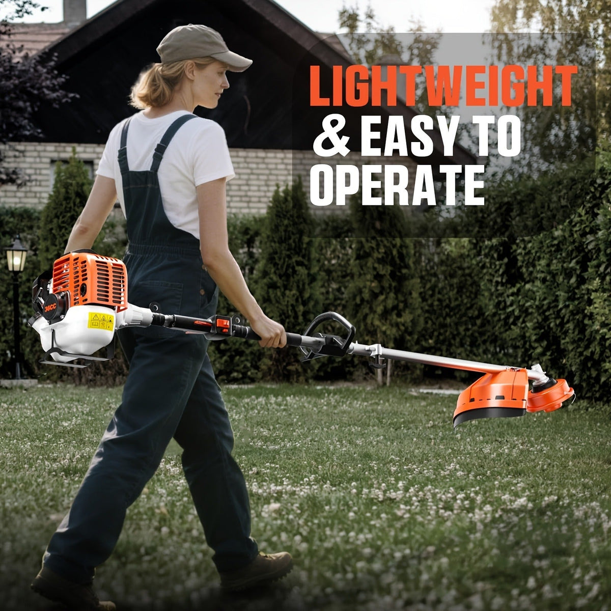 Gas String Trimmer 36CC 2-Cycle Weed Eater, 17" Cutting Swath, Easy Start Technology, Commercial Grade Gas Weed Wacker for Th