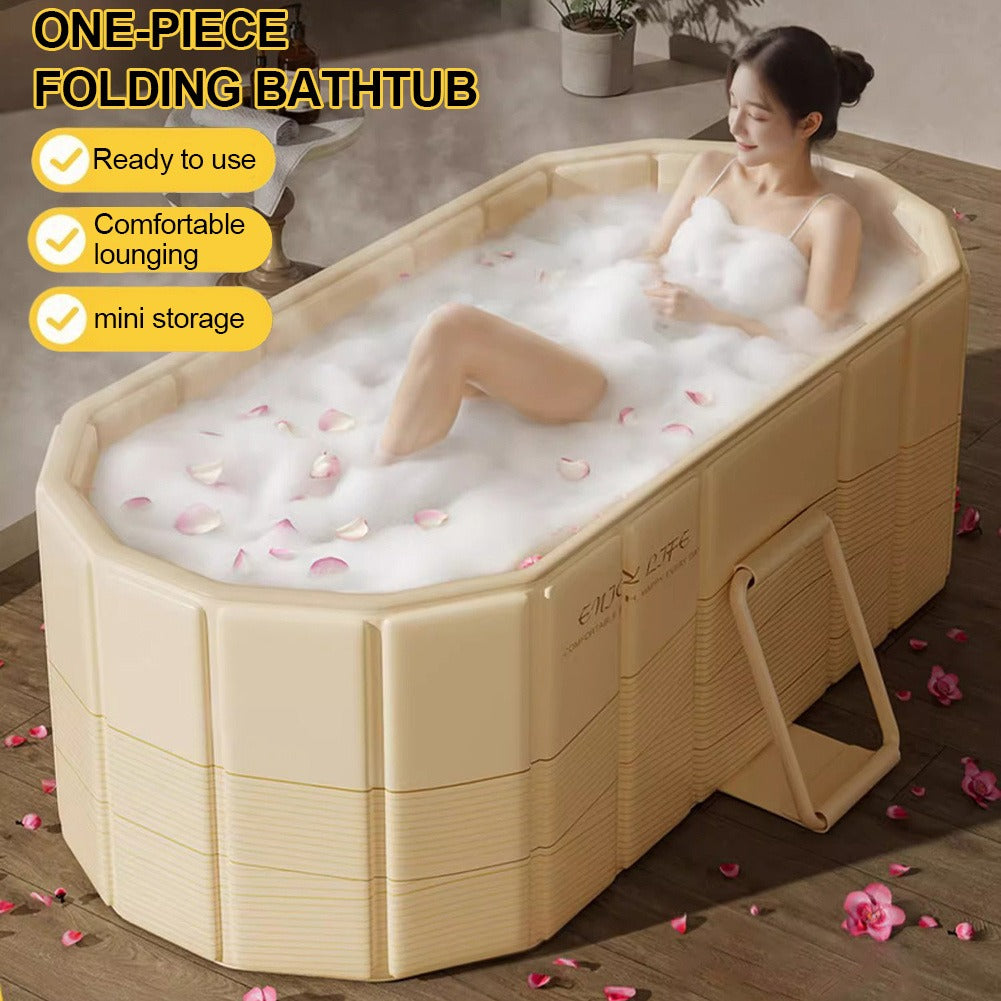 Ice Bath Tub Foldable Portable with Dual Drainage, Collapsible Cold Plunge & Hot Bath Tub for Garden, Patio and Yard Use — im