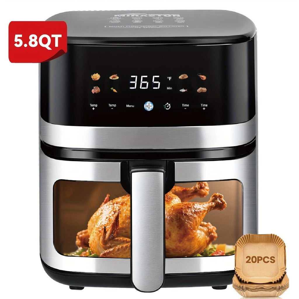 5.8Qt Air Fryer with Touchscreen Control Panel, Viewing Window, Eight Presets and 20 Paper Liners — image 2