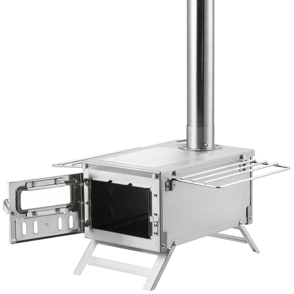 Wood Stove Camping Tent Stove 80 Inch Stainless Steel, 700in³ Firebox, 8 Accessories, BBQ Grill Plate — image 2