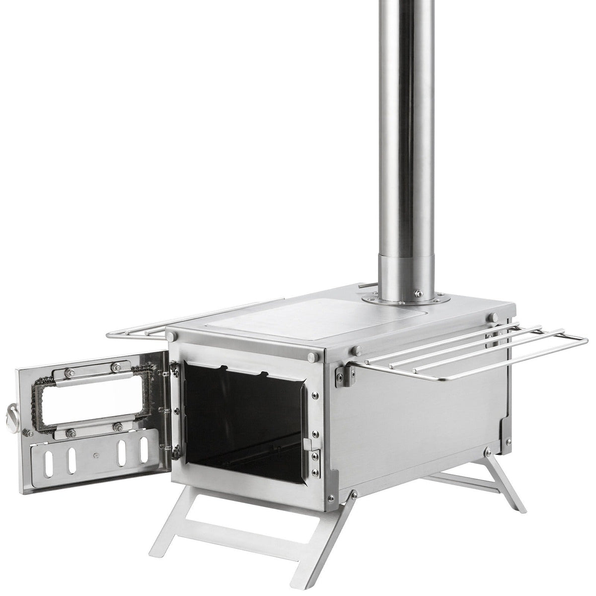 Wood Stove Camping Tent Stove 80 Inch Stainless Steel, 700in³ Firebox, 8 Accessories, BBQ Grill Plate — image 2