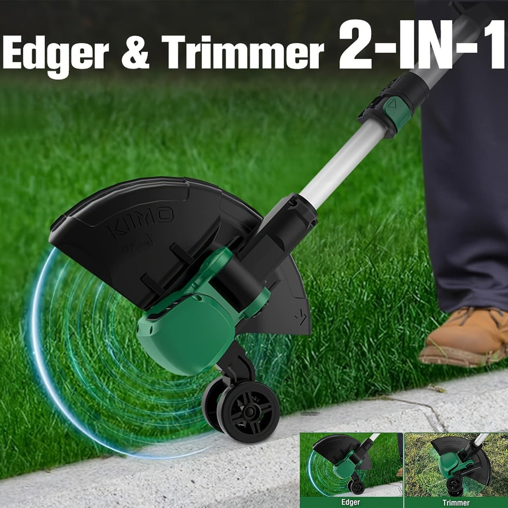 String Trimmer Cordless 2-in-1 Weed Wacker & Lawn Edger with Wheels, KIMO Brushless Motor 20000 RPM — image 2