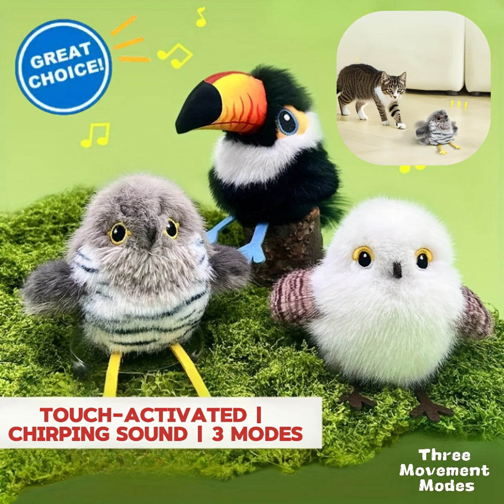 Cat Toy Flapping Bird with Chirping Sound, USB Rechargeable Motion and Three Plush Bird Styles — image 7