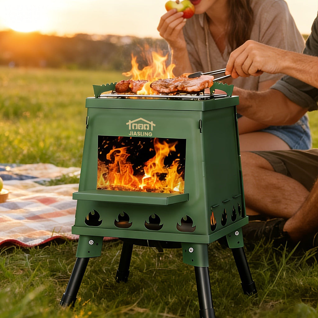 Foldable Wood Burning Camp Stove, Portable Outdoor Cooking Rocket Stove for Camping, Hiking, Picnics, BBQ & Travel — image 2