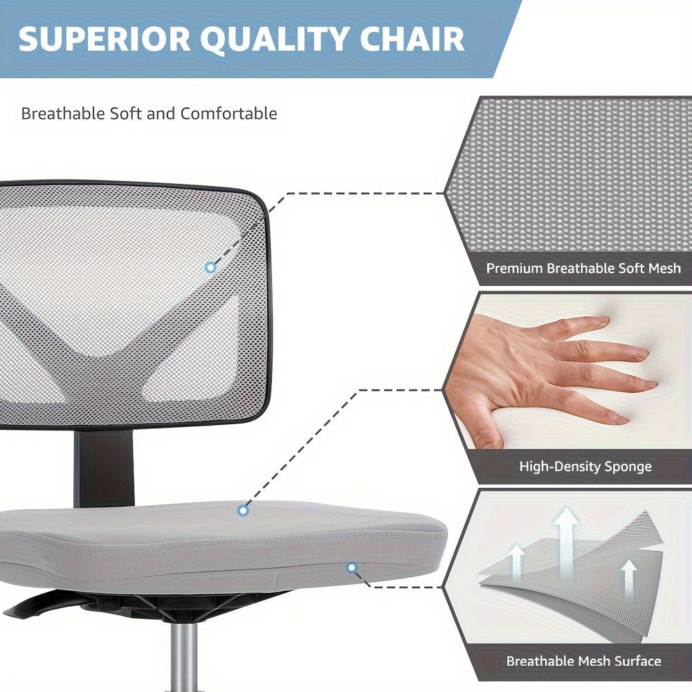 Ergonomic Armless Office Desk Chair Mesh Swivel Rolling Chair with Wheels