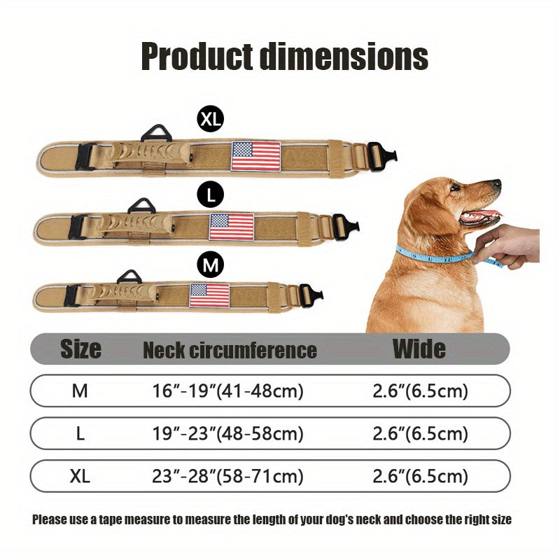 Wide Tactical Dog Collar with Padded Grab Handle, Reflective Stitching, Two Patches and M–XL Sizing — image 6