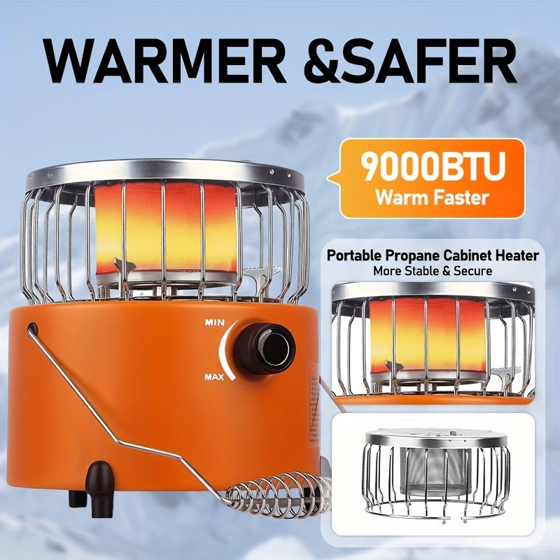 Portable Propane Heater Stove 2-in-1 Camping Gas Stove & Heater 3680-9000 BTU with Ignition, Stainless Steel — image 3