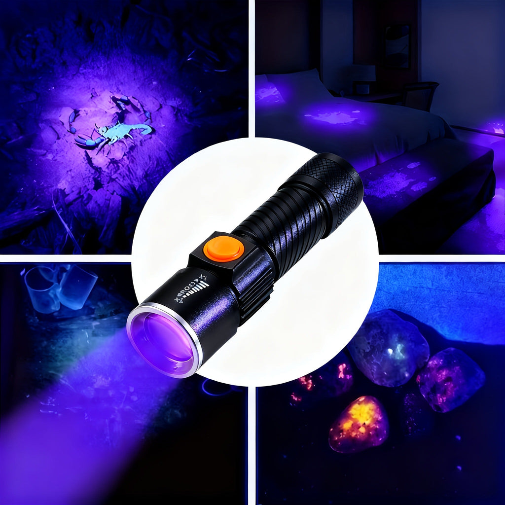 UV Flashlight Black Light 395nm USB Rechargeable - Ultraviolet Torch with 3 Modes for Pet Stain Detection — image 2
