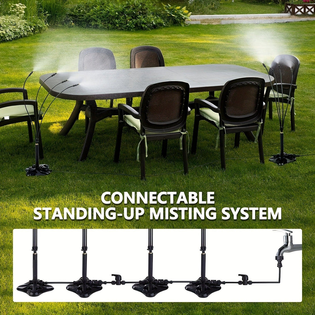 Outdoor Misting System Portable 26.5Ft Mist Cooling Kit with Adjustable Stand for Patio Garden BBQ — image 3