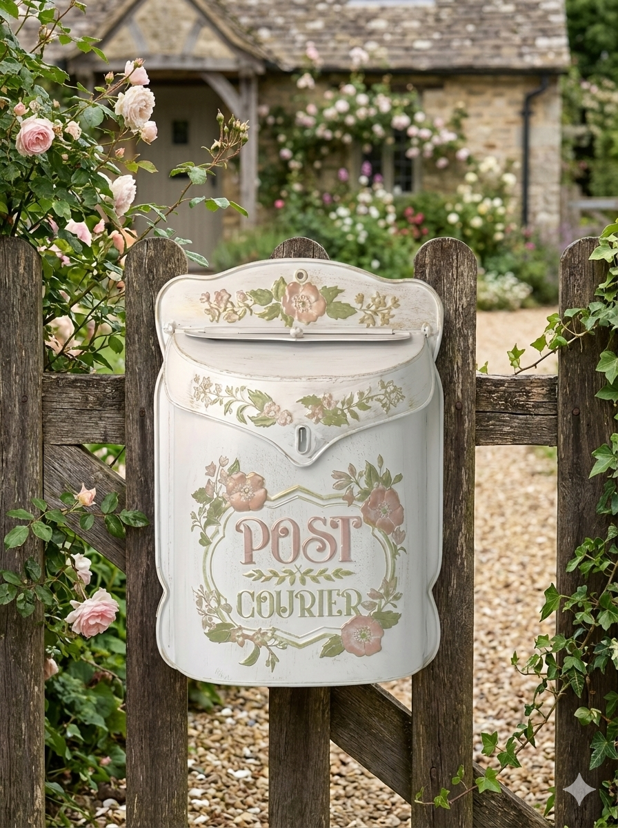 Vintage Farmhouse Wall-Mounted Post Box Mailbox Metal Letter Box Outdoor