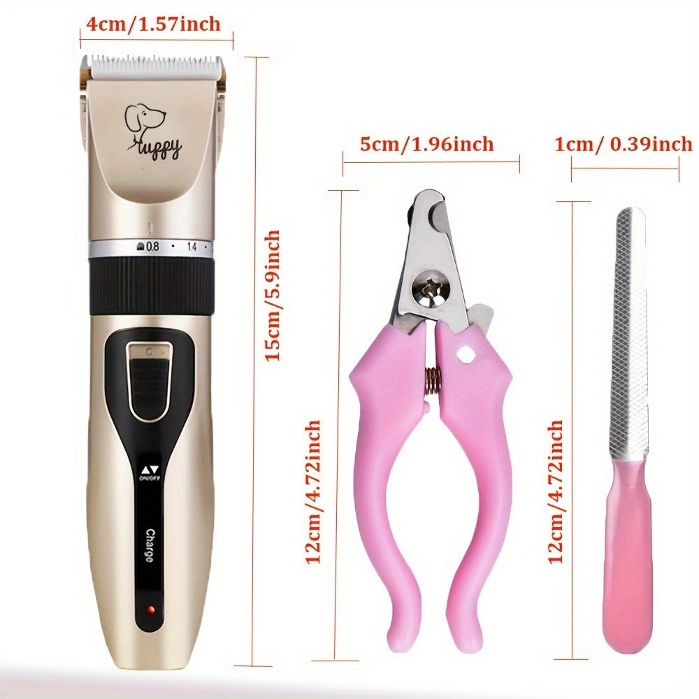 Pet Hair Clipper Kit with Five Guide Combs and Adjustable Blade — image 8