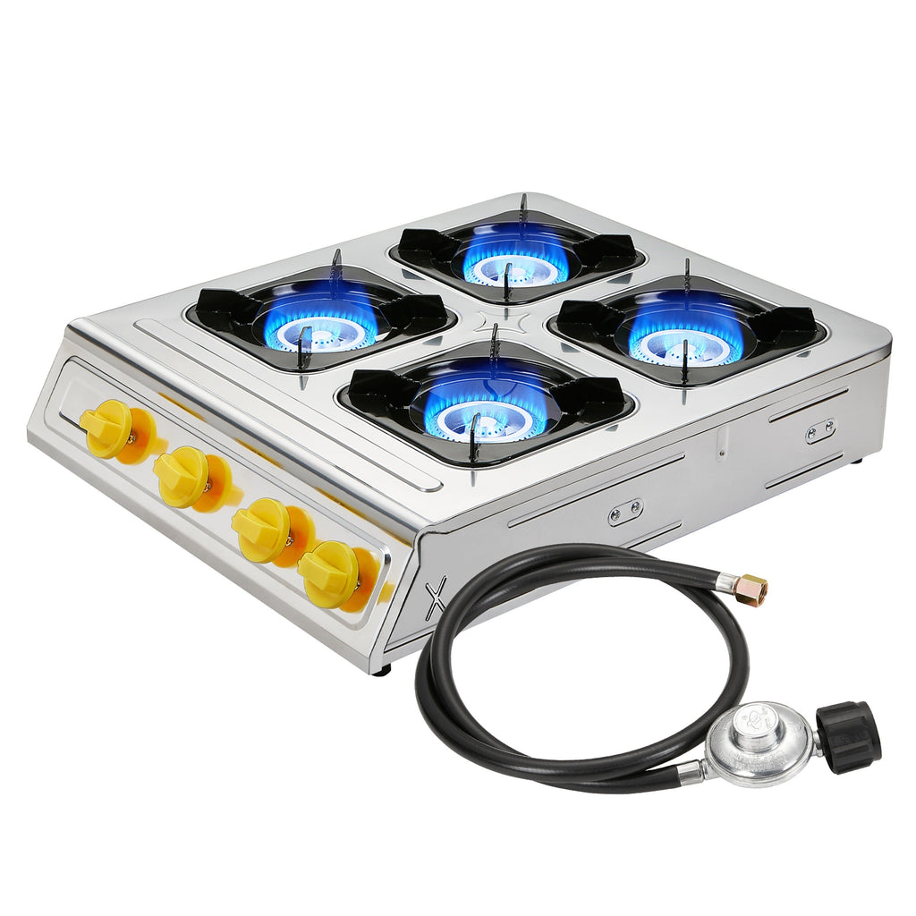 4 Burner Propane Stove 40000 BTU Auto Ignition Outdoor Gas Cooker for Camping Garden Fishing Hiking for Garden, Patio and Yar