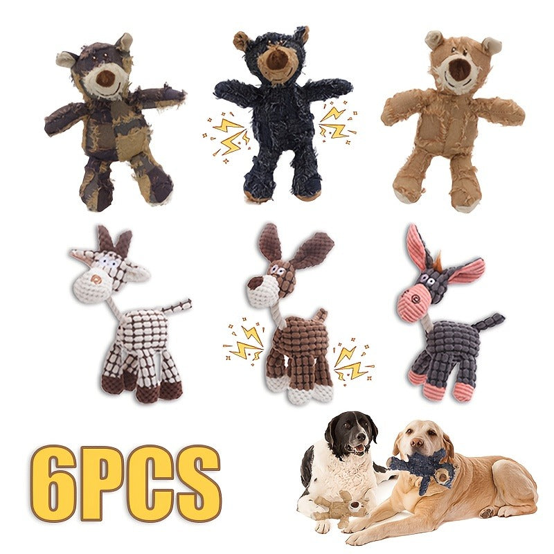Dog Toys Six-Piece Stuffless Soft Plush Assortment for Small, Medium and Large Dogs and Puppies — image 1