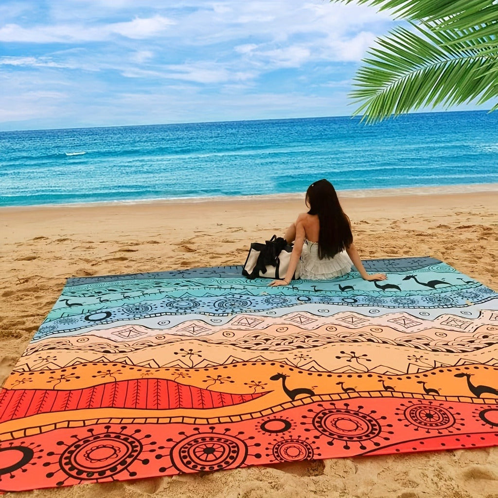 Printed Beach Mat with 19 Exact Size-and-Pattern Options, 198 x 205cm to 275 x 305cm with Stakes and Pouch — image 4