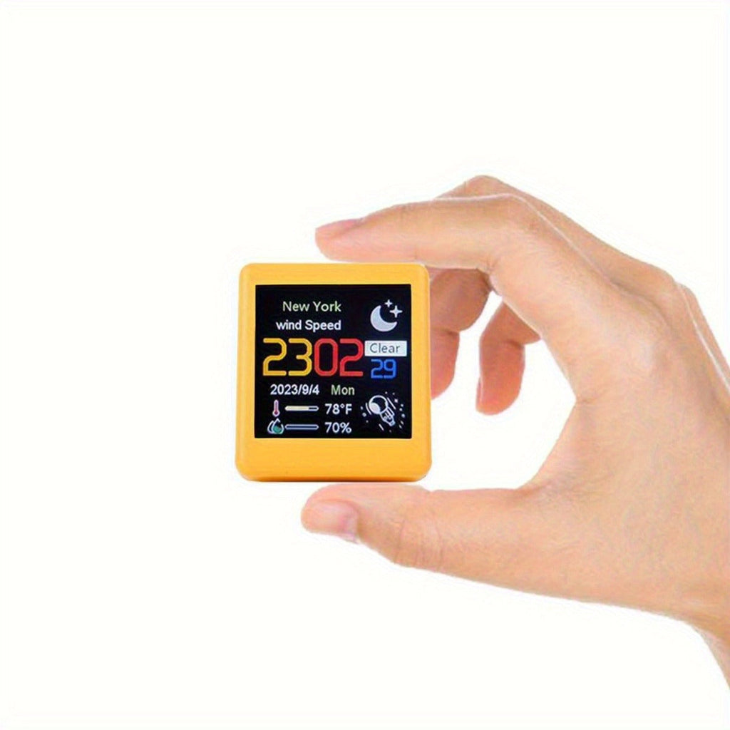 WiFi Weather Station Desktop Clock – Mini Smart Display Temperature Humidity Atmospheric Pressure Wind Speed GIF Animation — 