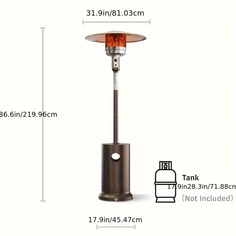 Outdoor Propane Patio Heater 46000 BTU Freestanding Tower with Wheels, Bronze Powder-Coated, Commercial & Residential — image