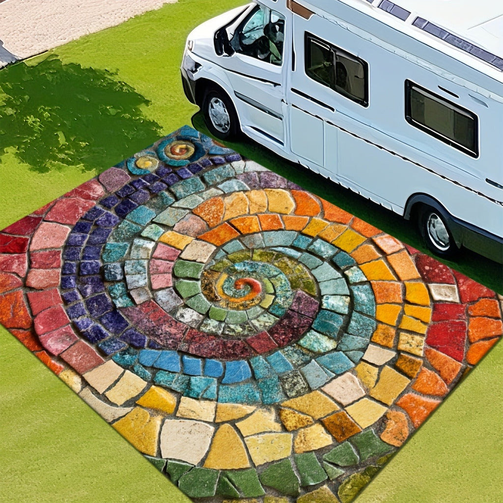 Area Rug Multicolor Mosaic Indoor Outdoor Mat with Rubber Backing and Five Washable Size Options — image 6