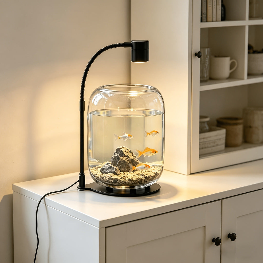 Glass Terrarium with USB Growth Light Open Top 15.9x8.7 Inch Transparent Vase for Moss Air Plants Succulents Indoor Garden Ho