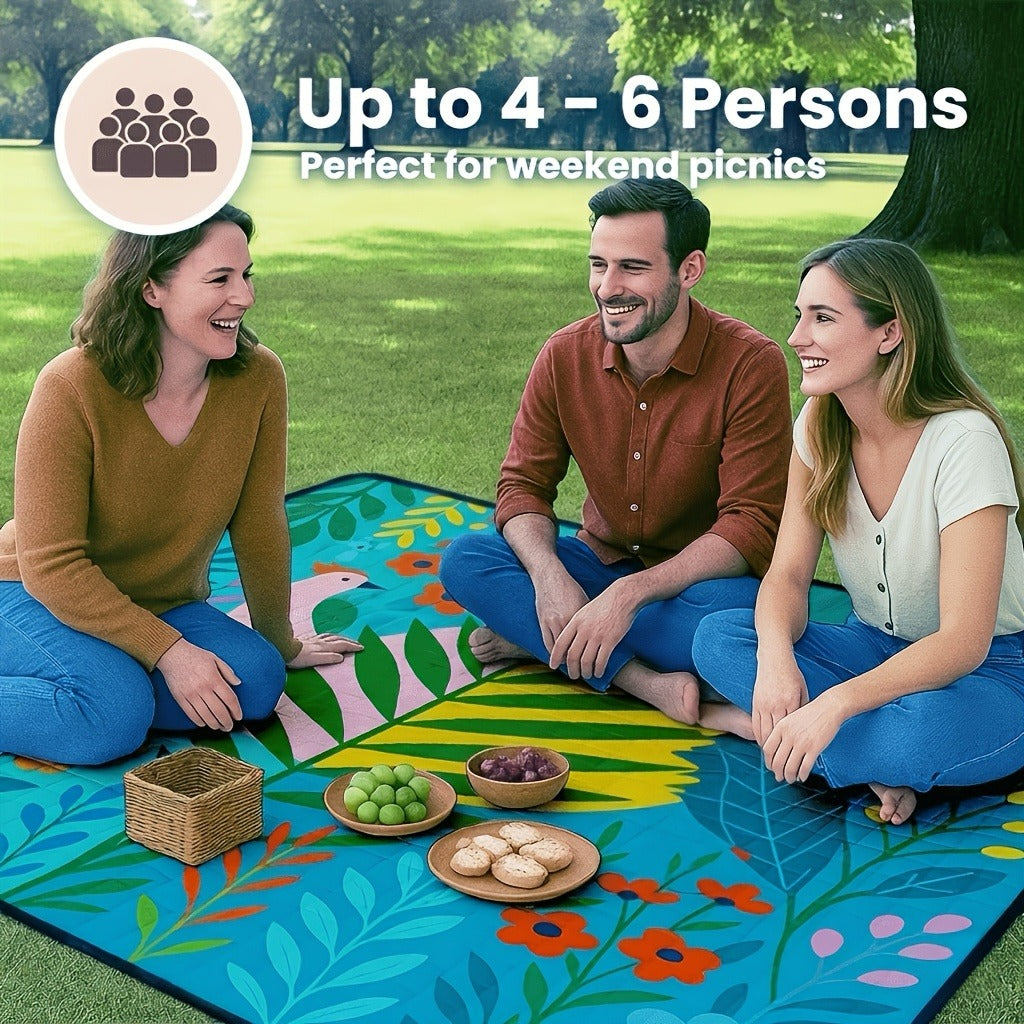 Padded Foldable Picnic Blanket with Floral Pattern for Beach Trips, Park Outings, Camping and Everyday Travel — image 1