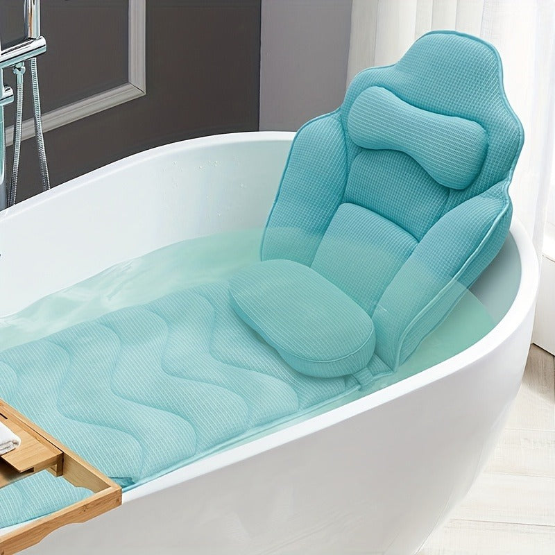 Full-Body Bathtub Cushion in 60 × 21.7-Inch Size with Aqua Mesh, Raised Headrest and Lumbar Pad — image 1