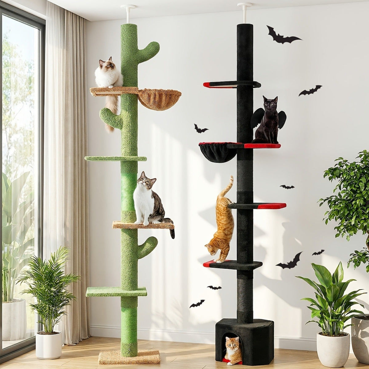 90-107.9-Inch Floor-to-Ceiling Cat Tree with Four Platforms, Tension Post and Five Style Options — image 11