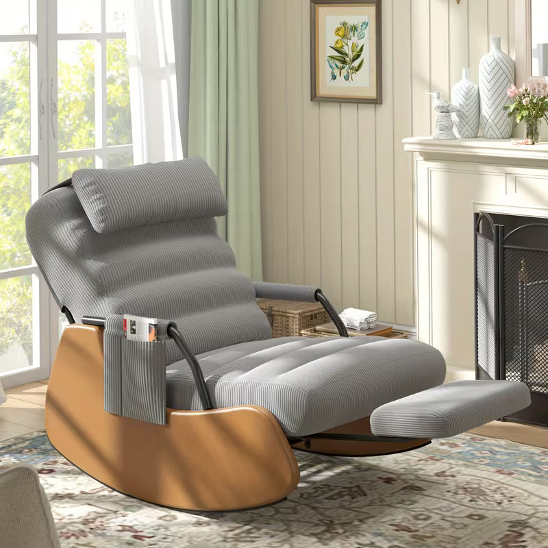 Corduroy Nursery Glider Rocking Chair with Cushioned Seat