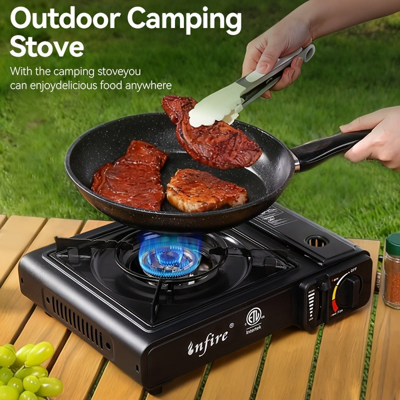 Black Single-Burner Butane Tabletop Camping Stove with Carrying Case, Adjustable Knob and US-Spec Option — image 2