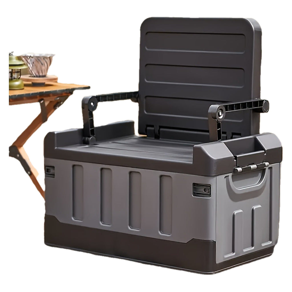 Folding Storage Box & Fishing Stool 2-in-1, Large Portable Organizer with Backrest for Car Trunk — image 3