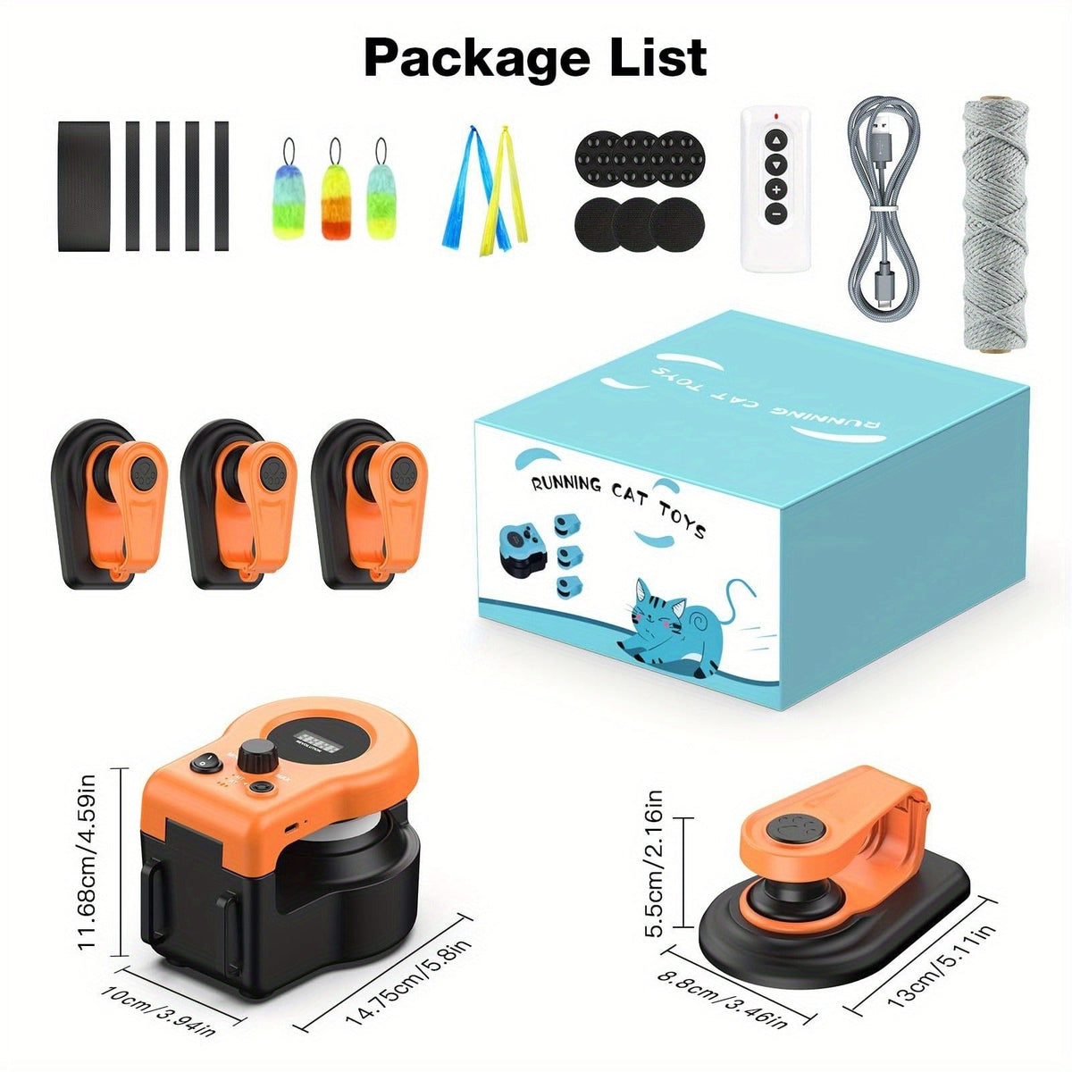 Cat Toy Remote-Control Lure Machine with Track Clips, Mouse Squeak, Feather Lures and Three Colors — image 22