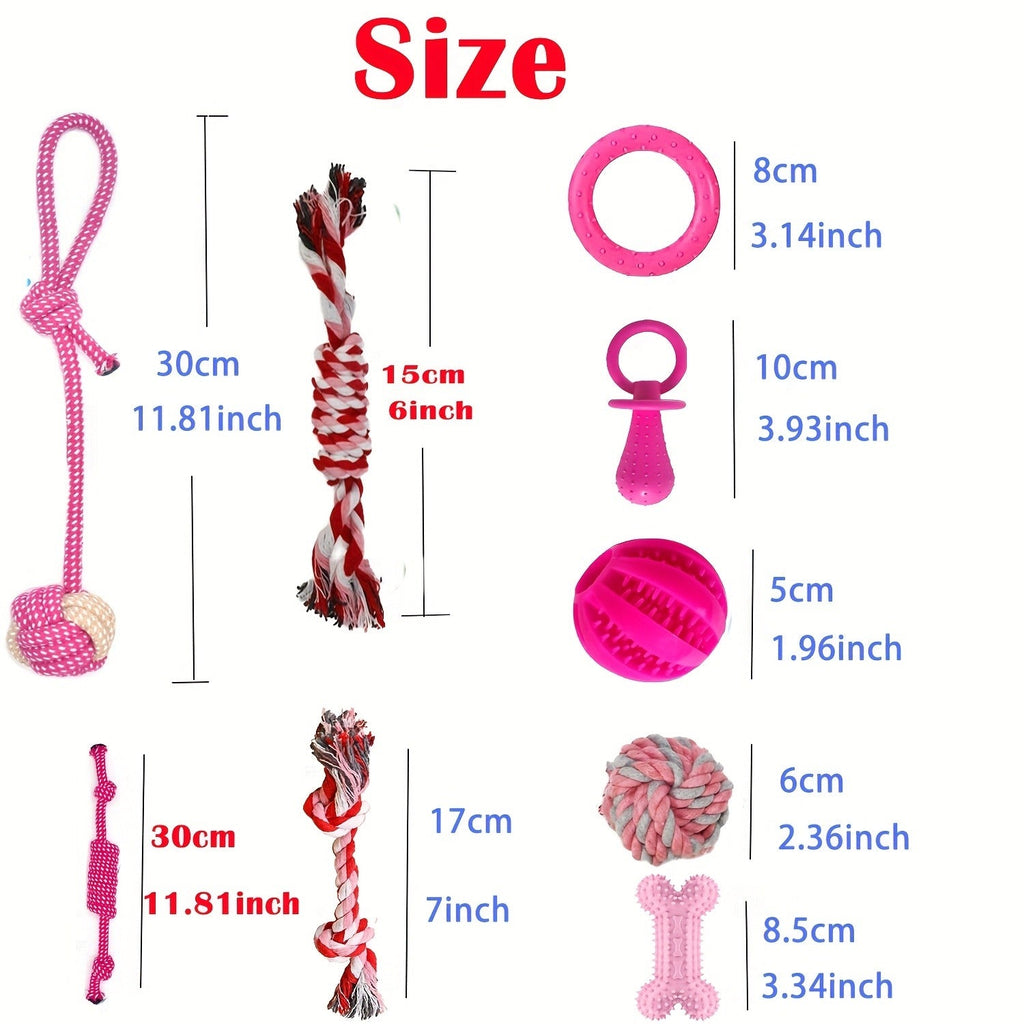 Dog Toy Pink Puppy Chew Bundle with Textured Toothbrush Shapes and Balls in Random 5 or 8 Pieces — image 7