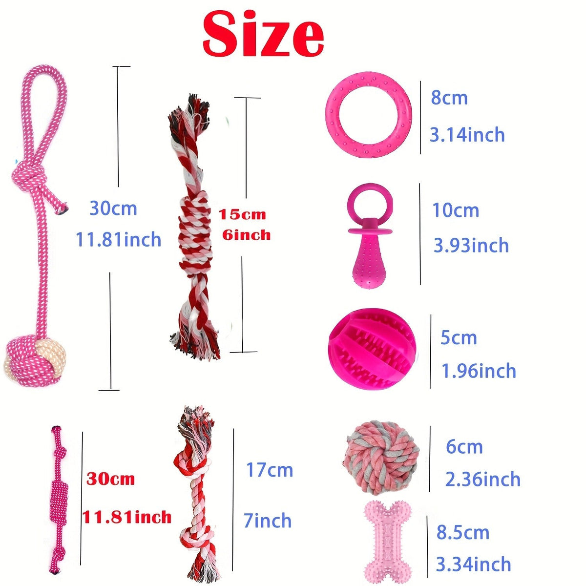 Dog Toy Pink Puppy Chew Bundle with Textured Toothbrush Shapes and Balls in Random 5 or 8 Pieces — image 7