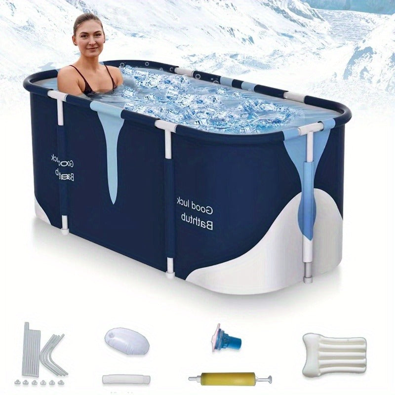 Foldable Bathtub for Adults Portable Inflatable Spa Tub with Massage Jets Indoor Outdoor Ice Bath Cold Plunge for Home or Sal