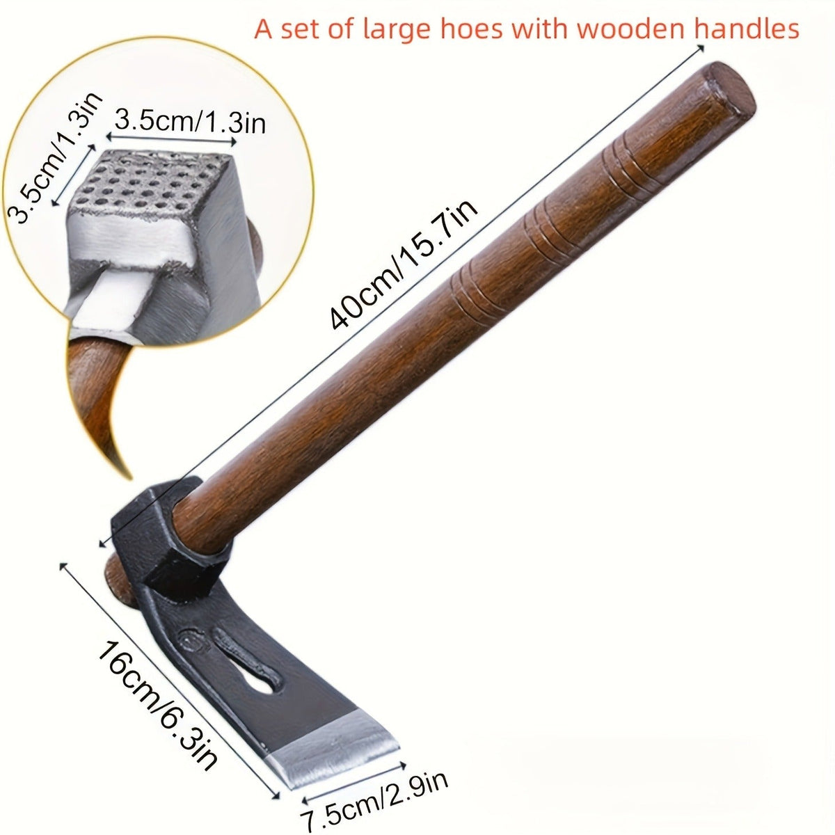 Carbon Steel-Labeled Garden Hoe with Rectangular Head and Head-Only or Wooden-Handle Package Options — image 11