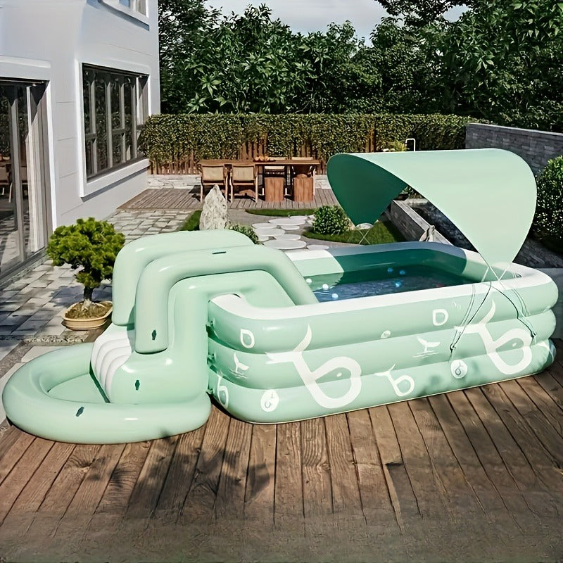 Inflatable Swimming Pool Set with Sunshade, Slide & Canopy, Family Backyard Pool, Multiple Sizes — image 5