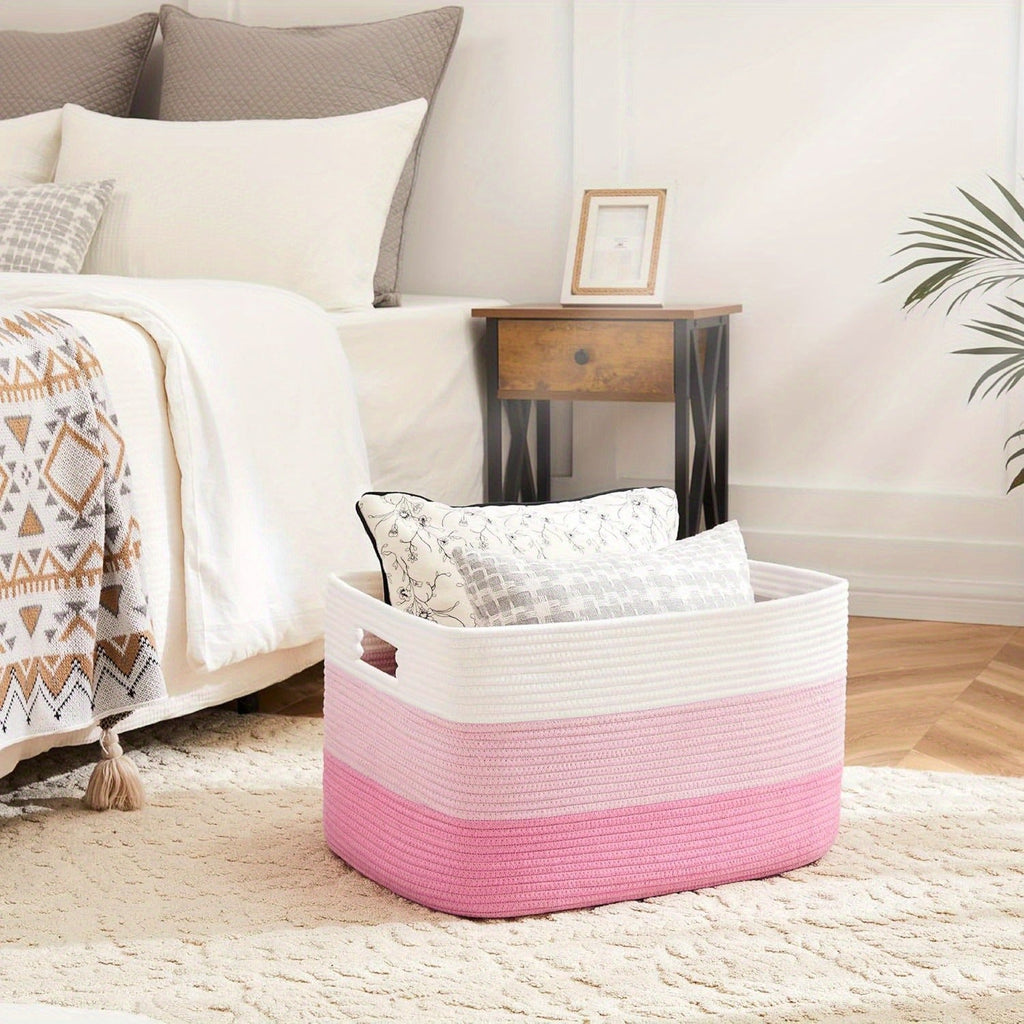 Storage Bag, Open-Top Woven Organizer in 30L, 65L or 100L with Handles and Black, Pink, Gray or Blue Options — image 5