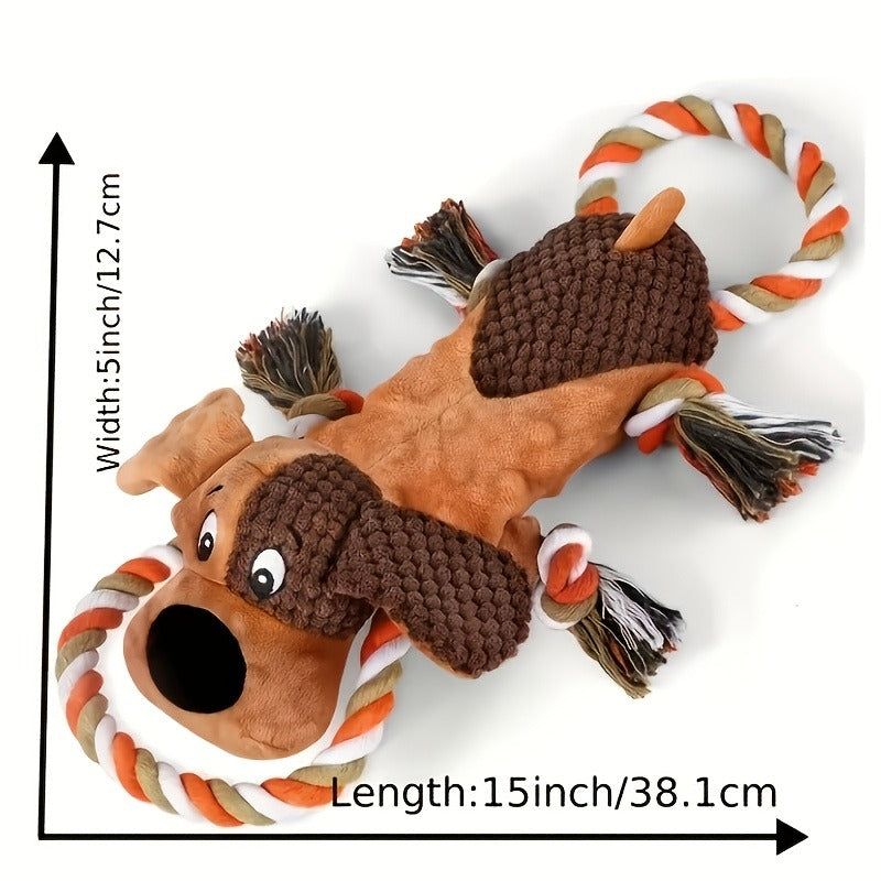Dog Toy Plush Rope Animal with Squeaker, Crinkle Paper and Four Styles for Chew, Tug and Fetch Play — image 8