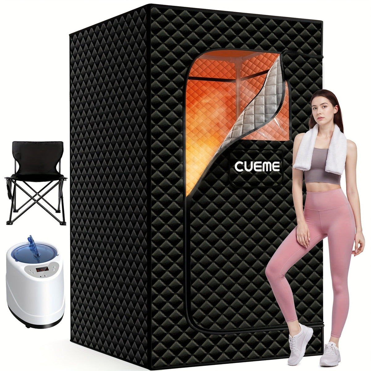 Portable Steam Sauna Box 1200W Full Body Sauna Tent with Folding Chair, 101oz Steam Generator — image 2
