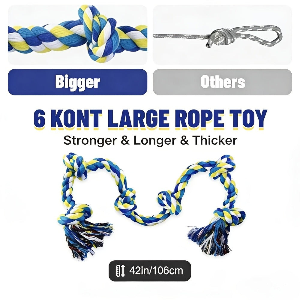 Dog Toy Six-Knot Twisted Rope Bone in Two Colorways for Tug, Fetch and Chew Play with Medium or Large Dogs — image 7