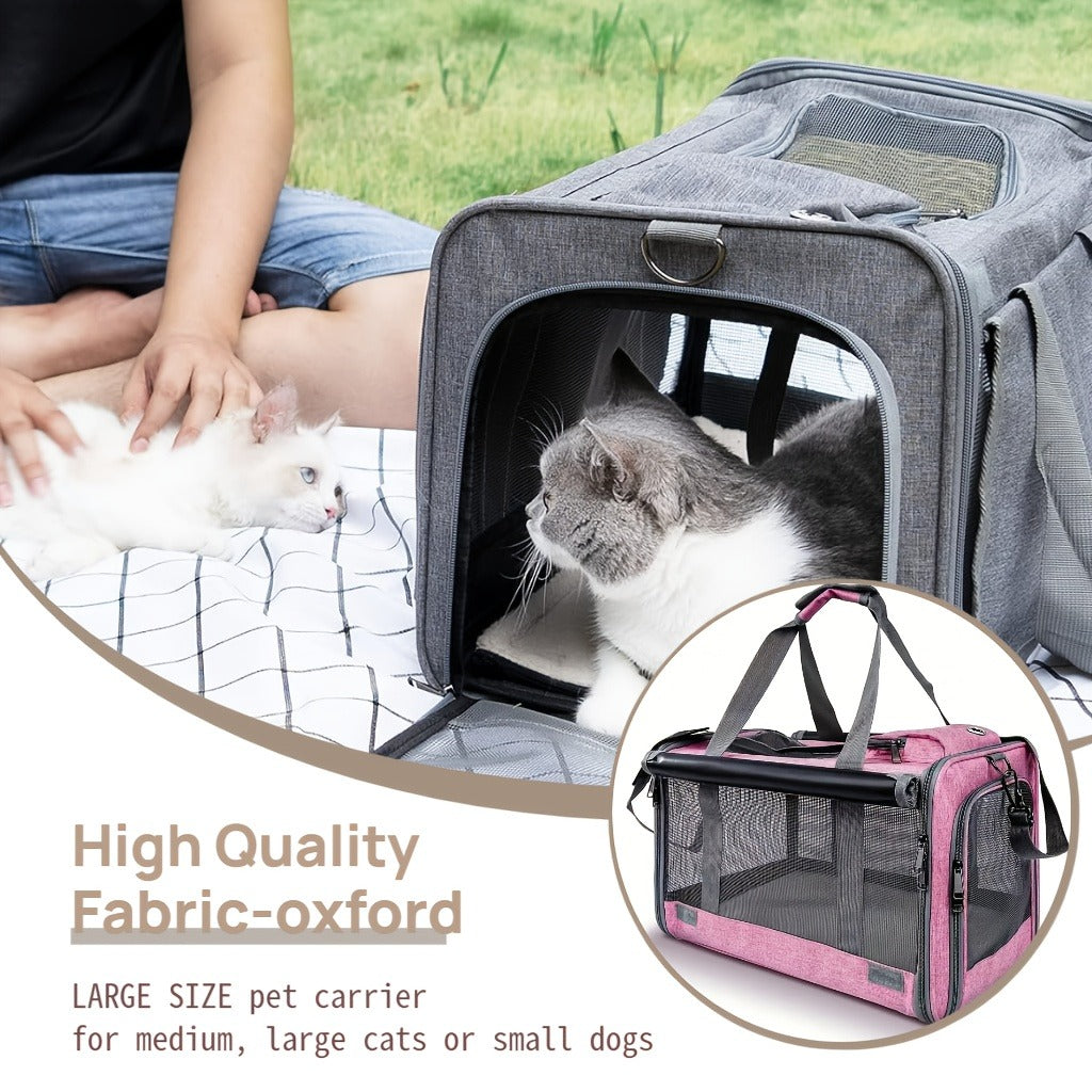 Soft-Sided Mesh-Panel Pet Carrier with Privacy Cover and Nine Color or Accessory Bundle Options — image 12