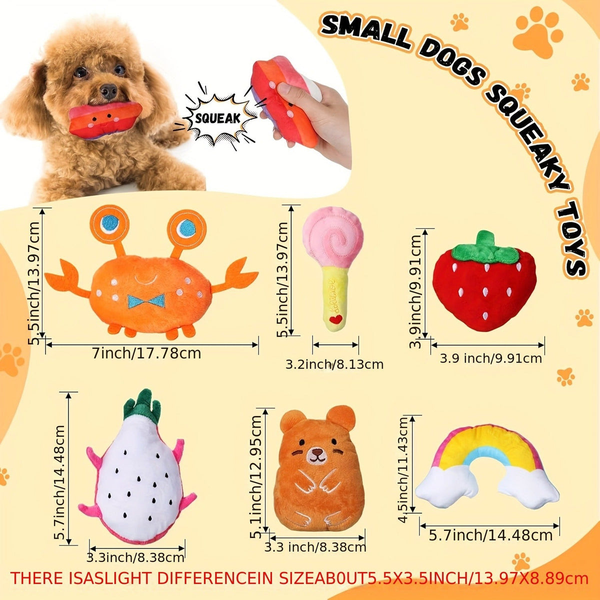 Dog Toys 80-Piece Squeaky Plush Assortment with Fruit, Animal and Novelty Shapes for Small or Medium Dogs — image 4