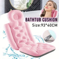 Pink Full-Body Bathtub Cushion in 93 × 40 cm Size with Contoured Headrest and Hanging Loop — image 1