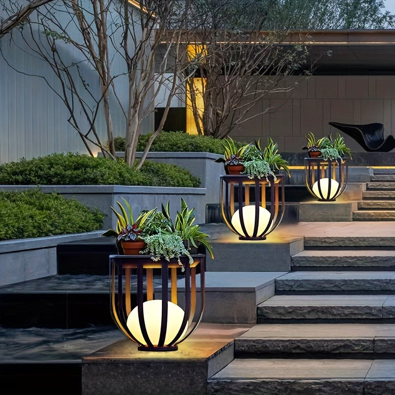 Solar Garden Light Table or Floor Lamp with Short and Tall Options, Solar Panel and Remote-Control Layout — image 1