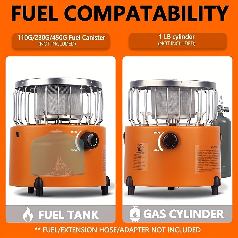 Camping Gas Stove Heater 9000 BTU 2-in-1 Portable Propane Indoor Outdoor Stove with Adjustable Flame — image 4