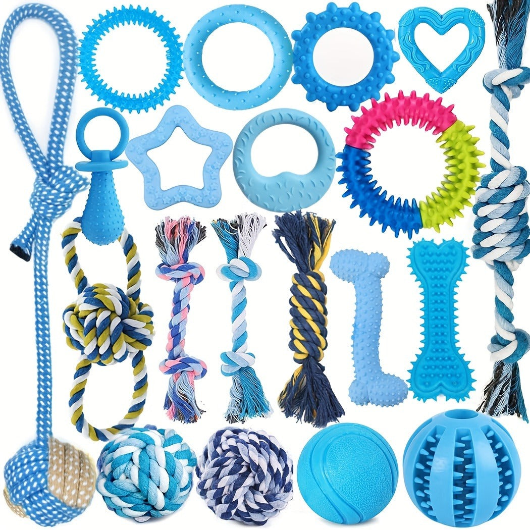Dog Toy Assorted Puppy Bundle with Random Chew, Rope, Treat Ball and Squeaky Mix in 3 or 12 Pieces — image 1
