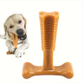 T-Shaped Textured Dog Chew Toy in Brown with Raised Nubs and Approx. 7.28 x 5.59-Inch Size — image 1