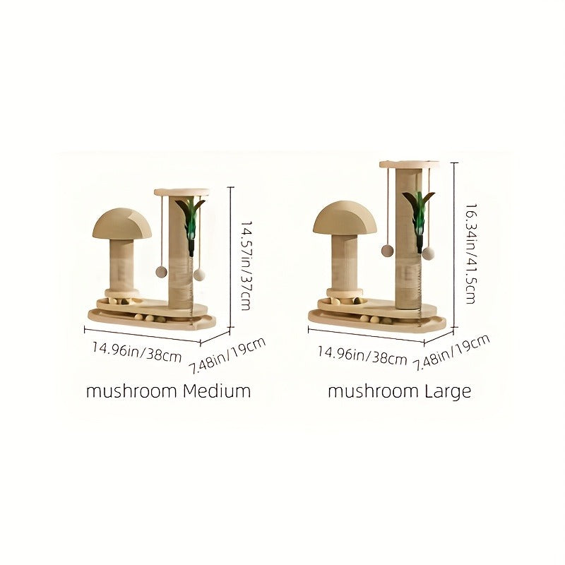 Compact Cat Tree with Sisal Scratching Post, Mushroom Hideaway, Track Balls and Small or Large Size Options — image 8
