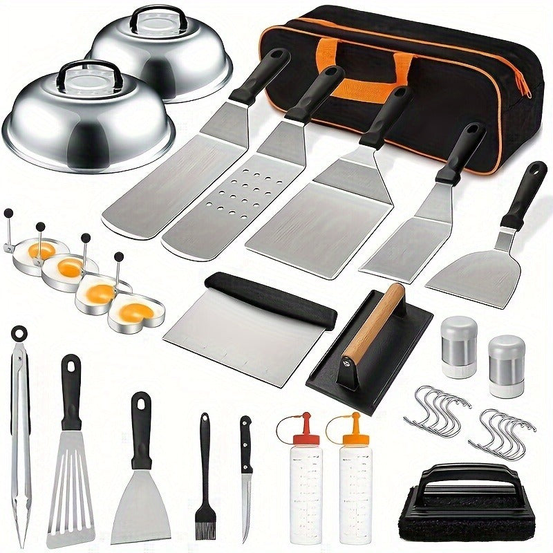 17-, 34- or 41-Piece Teppanyaki BBQ Tool Set with Griddle Spatulas, Press Domes and Carry Bag — image 4