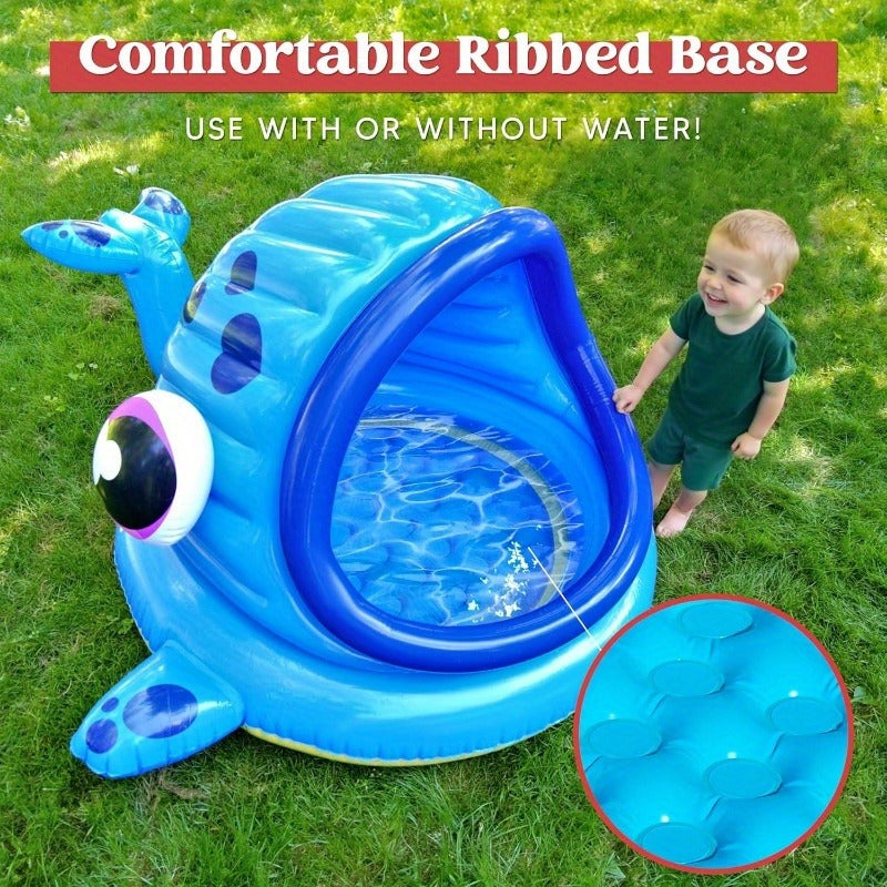 Inflatable Kiddie Pool with Sun Shade Canopy, Whale Baby Splash Pool Tent for Toddlers for Garden, Patio and Yard Use — image